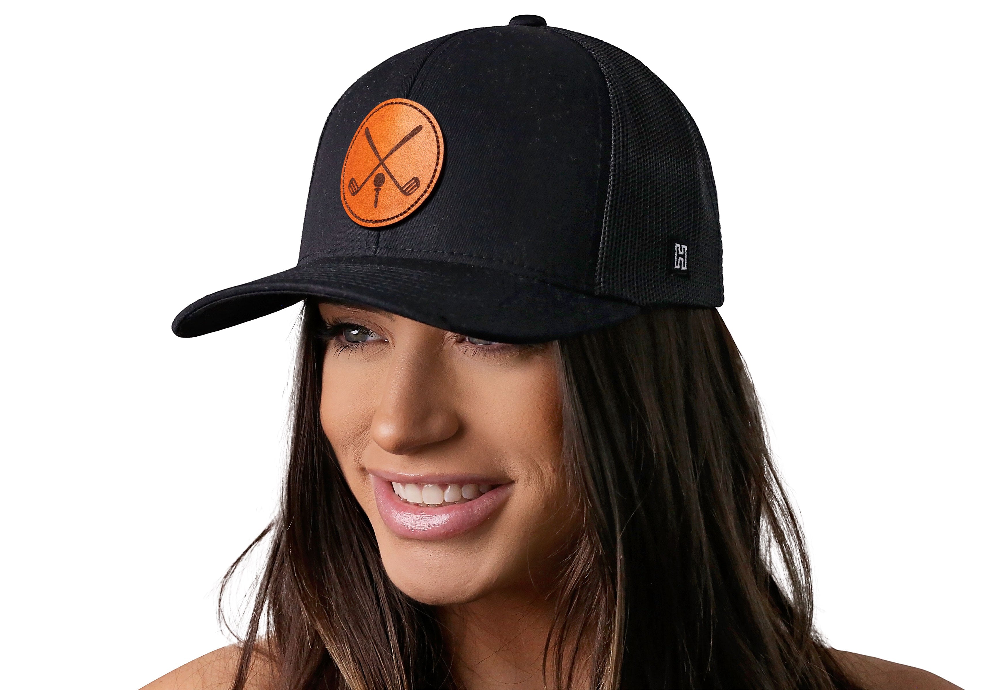 Golf Trucker Hat Leather  |  Black Club X Snapback